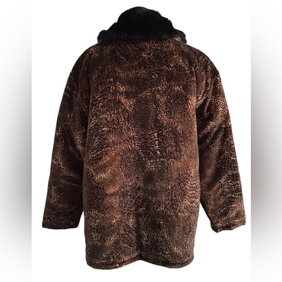 Jones New York Animal Print Velour Parka Coat Size Medium - Picture 7 of 9